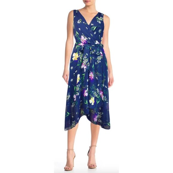 DKNY Dresses & Skirts - DKNY Women’s Dress La Fleur Goddess Chiffon V-Neck Wrap Size 14